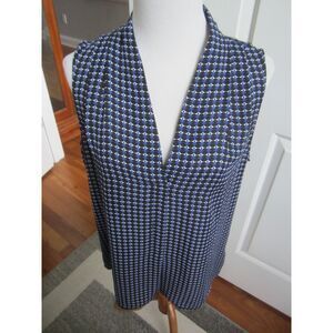 CLASSIC LAUNDRY BY SHELLI SEGAL SLEEVELESS GEOMETRIC NAVY & WHITE TOP XL